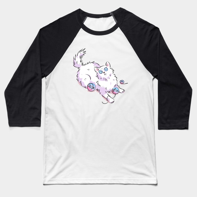 Cat with Balls Baseball T-Shirt by RainbowAndJackson